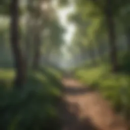 Scenic view of the hiking trail winding through lush landscapes