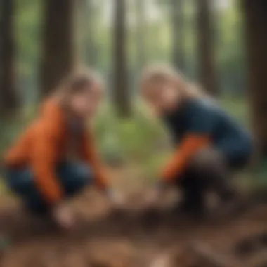 Children participating in tree planting activities