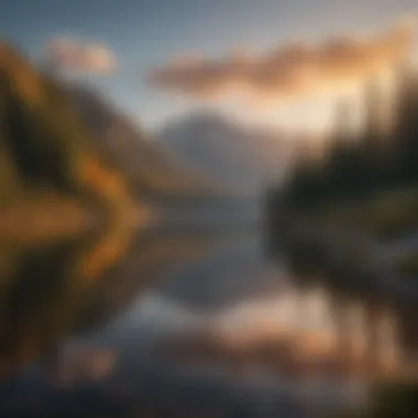 Reflections of Serenity Serene lake reflecting the surrounding mountains at sunset