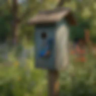 Ideal placement of a bluebird box in a vibrant garden