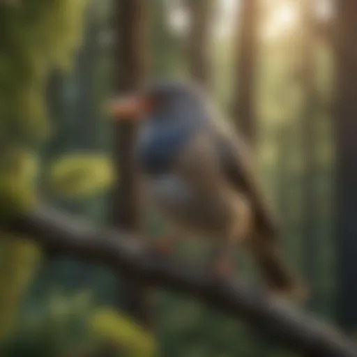 A close-up of a bird perched on a branch, singing its melodious call.