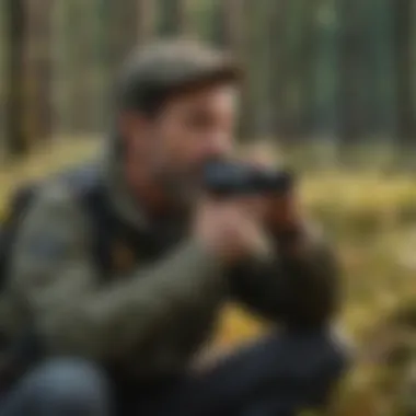 Birdwatching in Nature An individual using binoculars to observe birds in the wild, enhancing their identification skills.