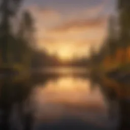 Scenic view of Indian Lake at sunset