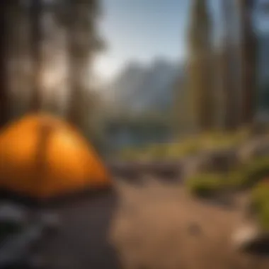 Serene campsite along the John Muir Trail at sunset