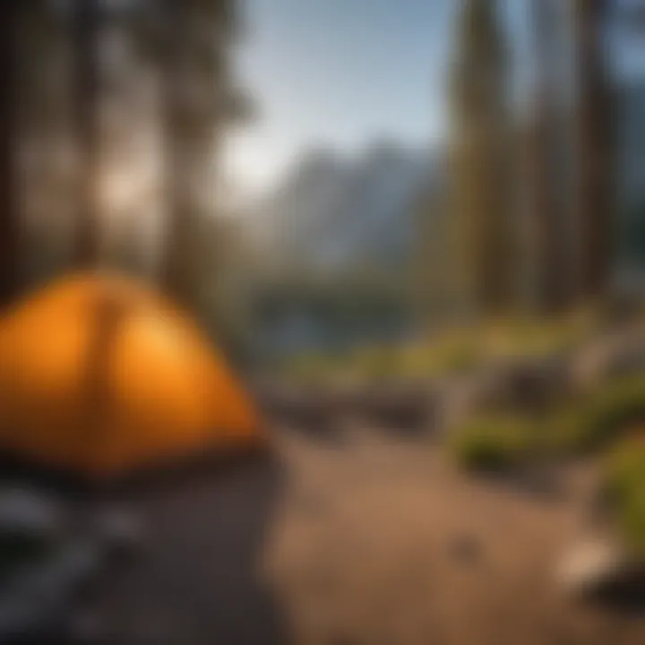 Serene campsite along the John Muir Trail at sunset