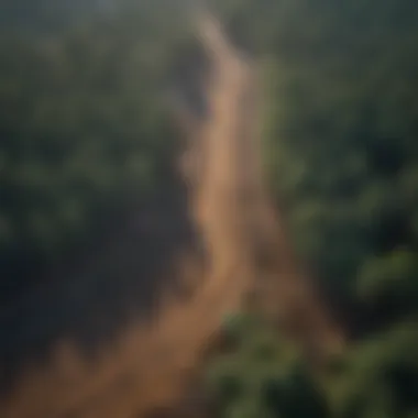 Aerial view of a cleared land area showcasing the effects of land clearing.