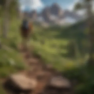 Hiker navigating a rocky trail in Maroon Bells