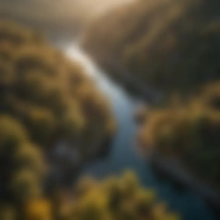 An aerial view of a drone capturing stunning landscape shots