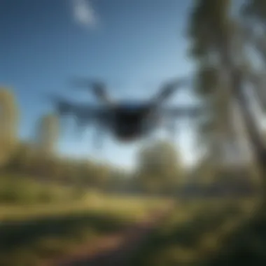 A high-tech drone soaring through a clear blue sky