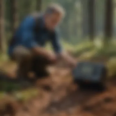 Innovative Measurement Techniques A scientist utilizing technology to measure carbon levels in soil.