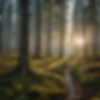 Sustainable Forest Management A landscape view of a managed forest, highlighting sustainable practices.