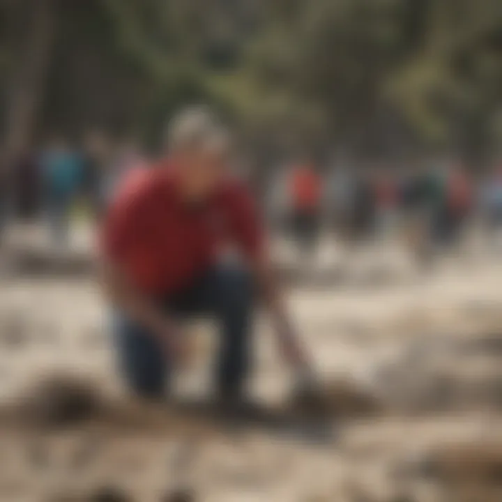 Community members participating in a beach clean-up event, fostering engagement