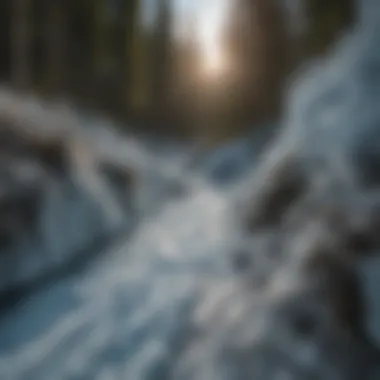 A close-up of glacial ice on Mount Baker highlighting its geological features