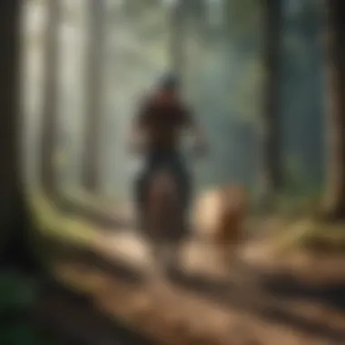 A dog being trained to walk with a mountain biker using a leash