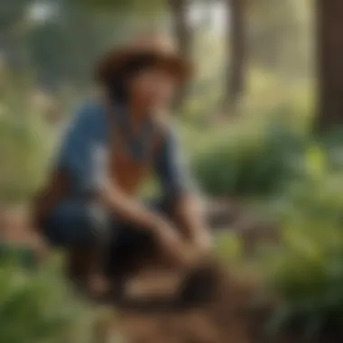 An indigenous farmer nurturing crops in a community garden