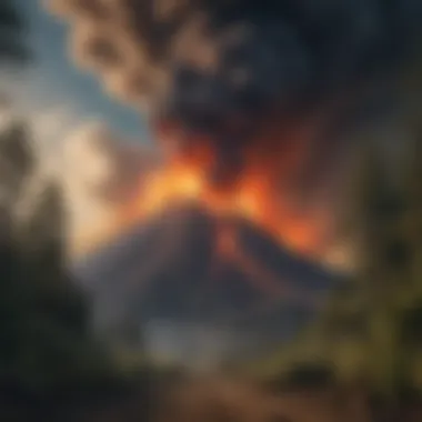 Spectacular eruption of a volcano releasing gases