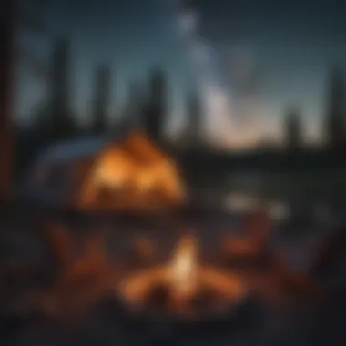 Cozy Campsite Under the Stars Campsite with a cozy fire pit under a starlit sky