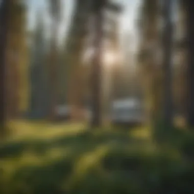 Lush Forest Campground Near Yellowstone Scenic view of Yellowstone campground surrounded by lush forests