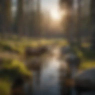 Wildlife grazing near a campground, showcasing ecological harmony