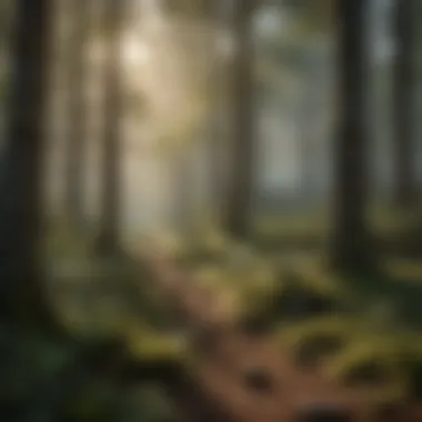 Diverse Forest Ecosystem A scenic view of a forest with diverse tree species
