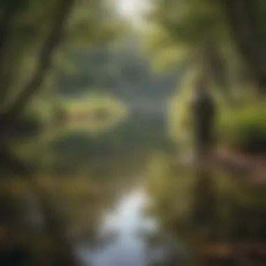 Angler casting a line into a pristine freshwater lake