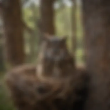 A conservationist monitoring an owl nest in an urban area