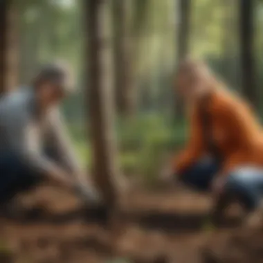 Volunteers engaged in a tree planting activity