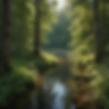 A serene view of Portage Bay Reservation showcasing lush greenery and tranquil waters