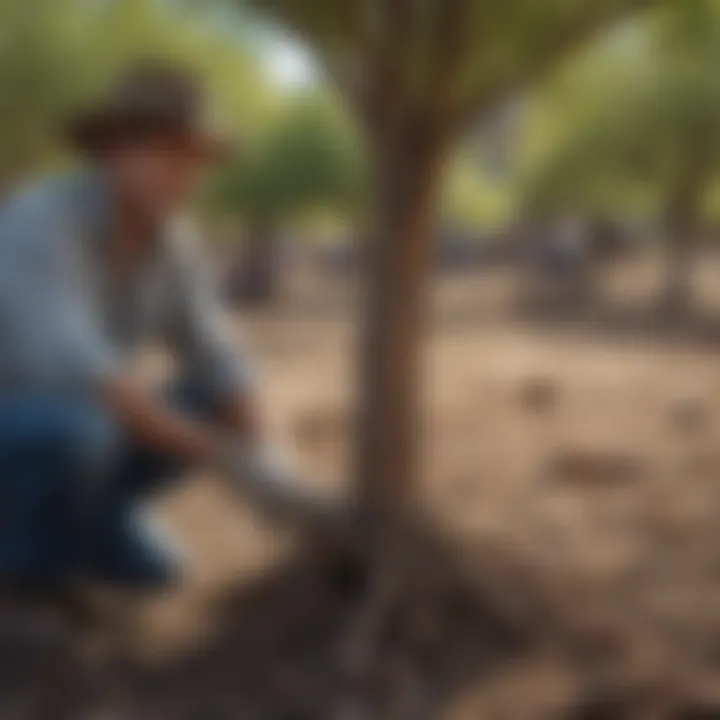 Community members engaging in a tree planting event