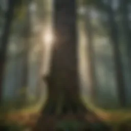 A serene forest scene with a healthy tree standing tall among others