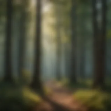 Diverse Memorial Trees in Nature A serene forest landscape showcasing a variety of memorial trees