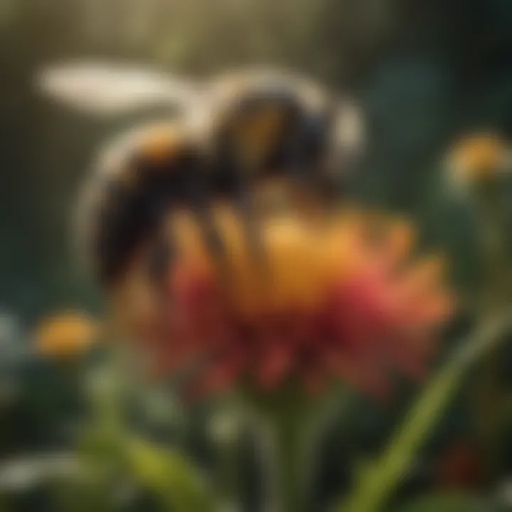 Close-up of a bumblebee on a flower, showcasing its importance in pollination