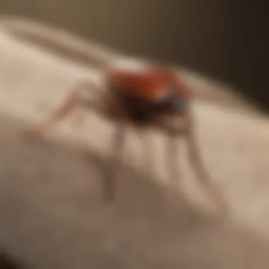 Close-up of a tick resting on fabric