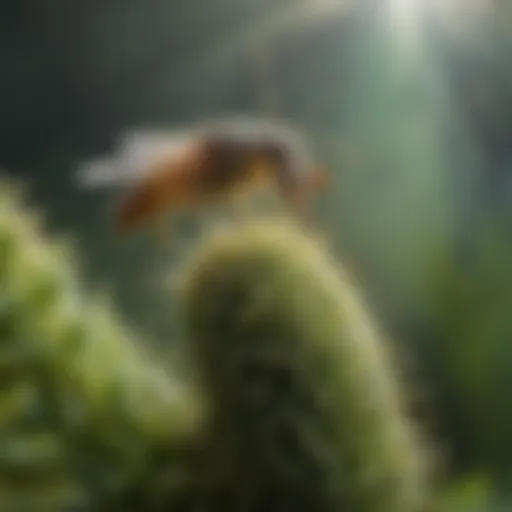 Close-up of an aphid infested plant showing systemic insecticide application.