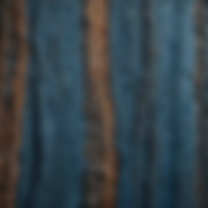 Close-up view of blue stained wood texture highlighting unique patterns