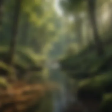 A pristine clear spring flowing through a lush woodland