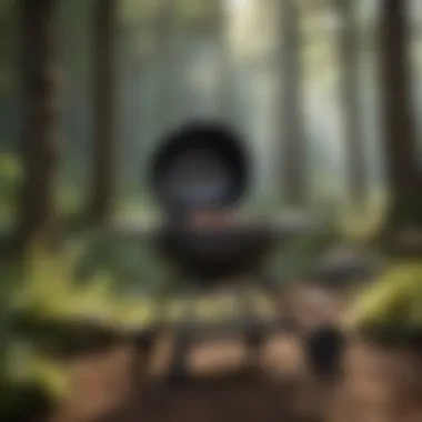 One Fire Grill in Nature A one fire grill showcased in a serene forest setting, illustrating the harmony between nature and outdoor cooking.
