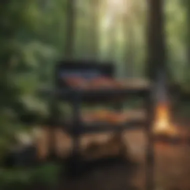 Fresh Ingredients for Sustainable Cooking A vibrant display of fresh ingredients arranged around a one fire grill, symbolizing the joy of sustainable cooking.