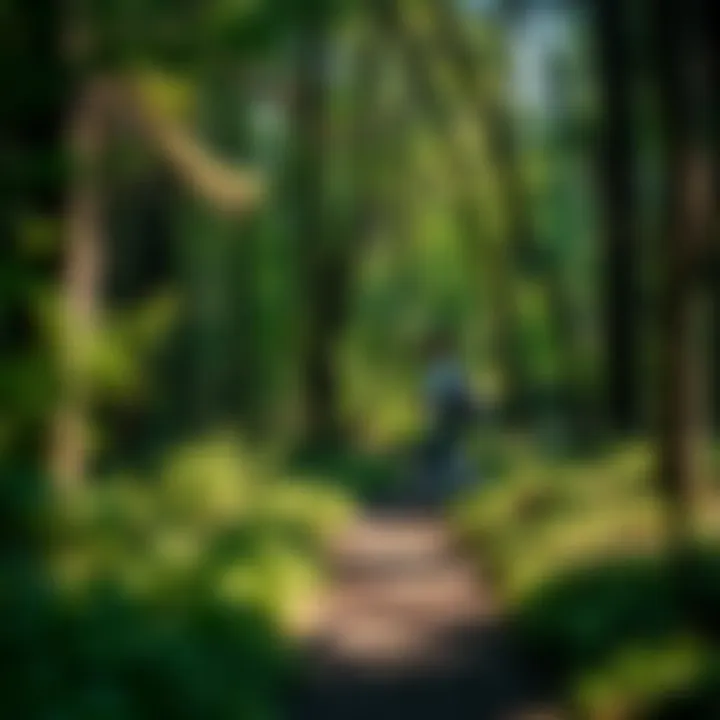 Exploration in Nature's Embrace Scenic path through a serene woodland inviting exploration