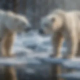 Illustration of polar bears struggling on melting ice caps