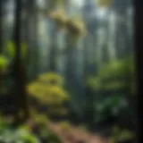 A vibrant forest teeming with diverse flora and fauna