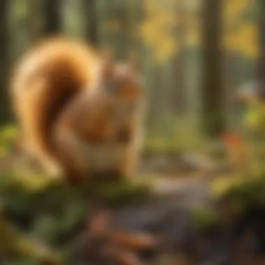 Illustration depicting the ecological role of golden squirrels in their ecosystem