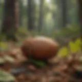 Acorns nestled among leaves, showcasing their natural habitat