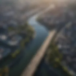 Aerial view of Pittsburgh's rivers and bridges