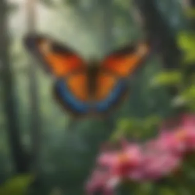Beauty of Nature's Pollinators A vibrant butterfly perched on a blooming flower, showcasing the beauty of nature's pollinators.