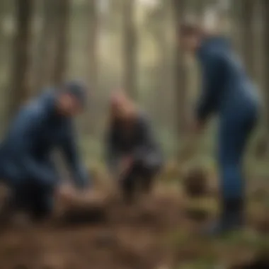 A diverse group of individuals participating in a tree planting event