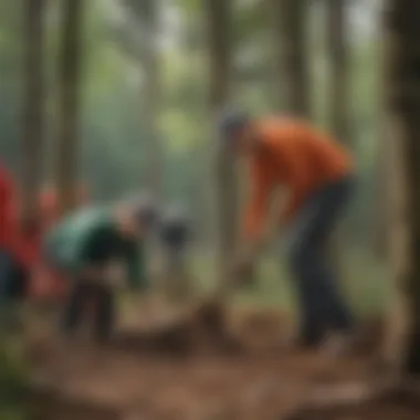 Volunteers planting trees in a community event