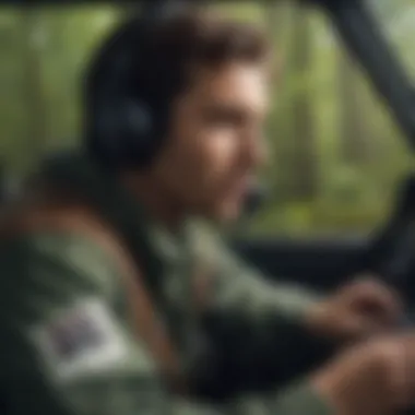 Pilot using Bendix King VHF Radio in an aircraft