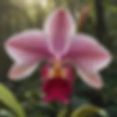 Close-up of a rare national orchid in bloom, highlighting its unique features.