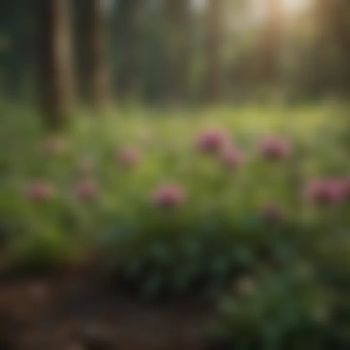 Close-up of clover flowers attracting pollinators